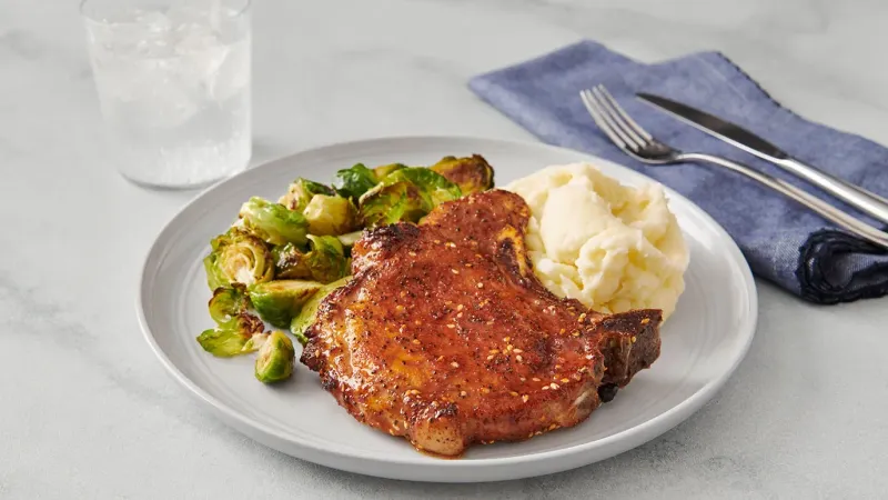 Honey-Glazed Pork Chops With Microwavable Mashed Potatoes