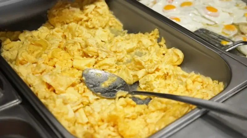 Scrambled Eggs Left In Warming Trays