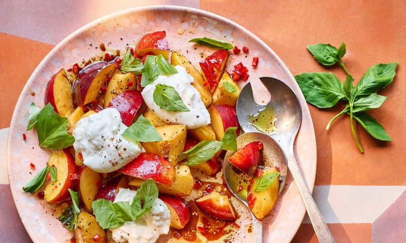 Grilled Peach Salad With Goat's Cheese