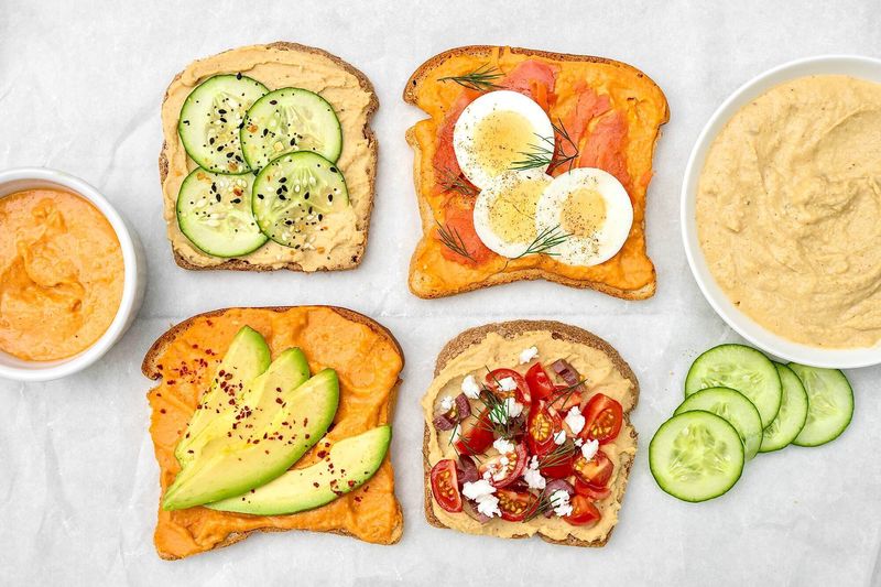Hummus And Veggie Toast