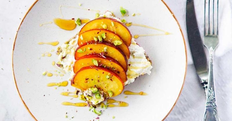 Ricotta And Honey On Grilled Peaches