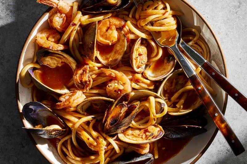 Ultimate Seafood Linguine With Garlic Cream Sauce