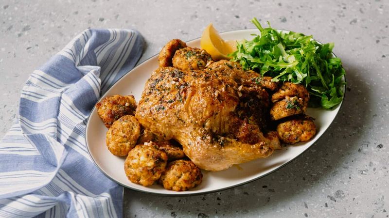 Garlic And Herb Stuffed Roast Chicken