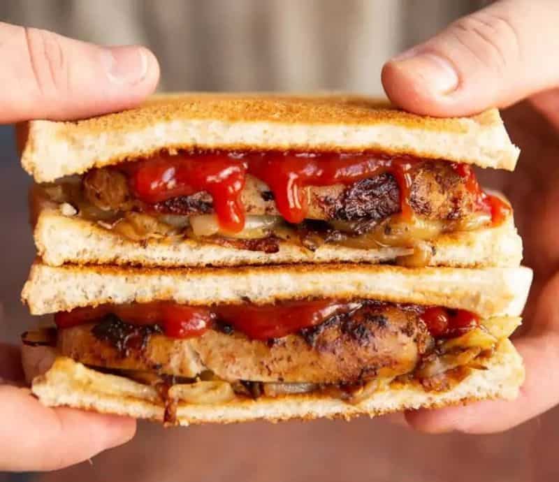 Liver Sausage And Brown Sauce Sandwich