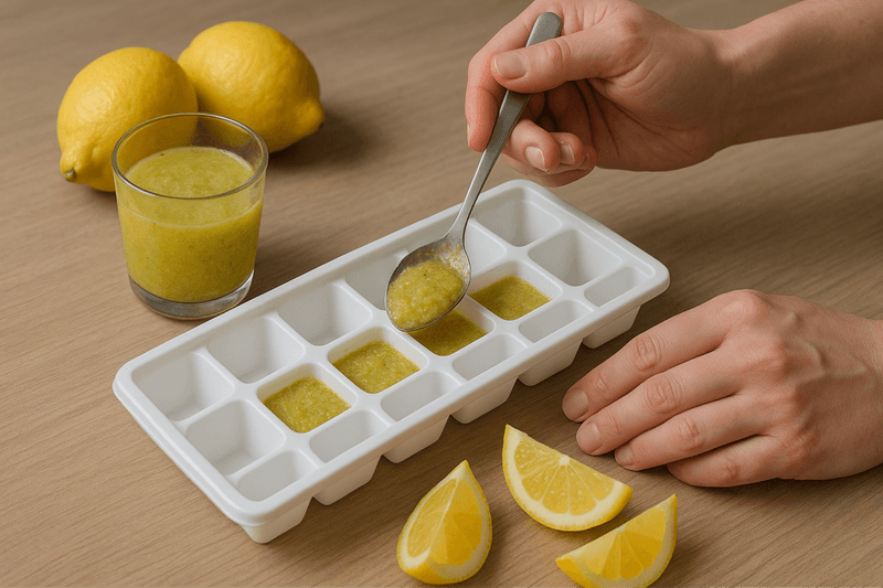 Store Lemon Juice In Ice Cube Trays