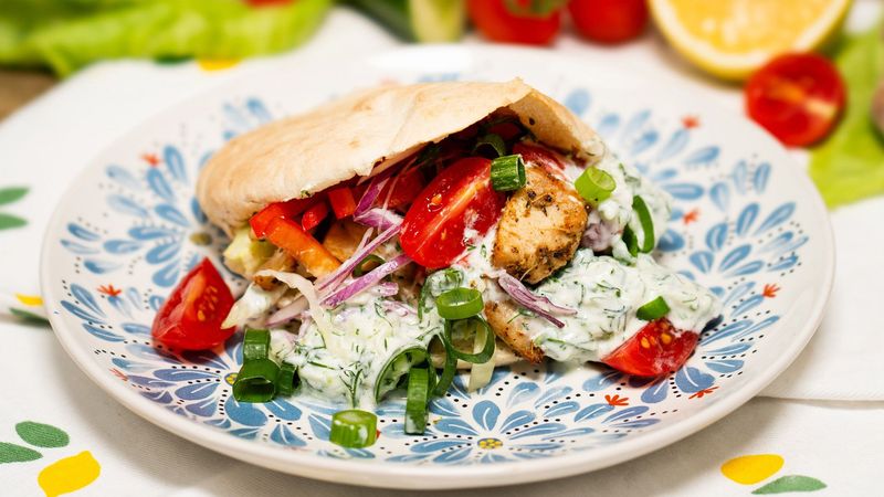 Greek Yoghurt Marinated Chicken Pitta