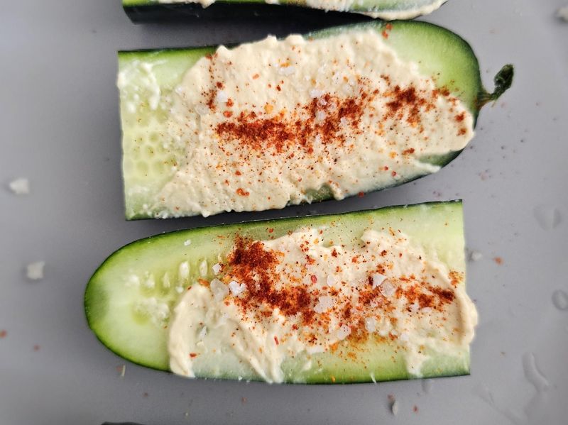 Cucumber Hummus Boats