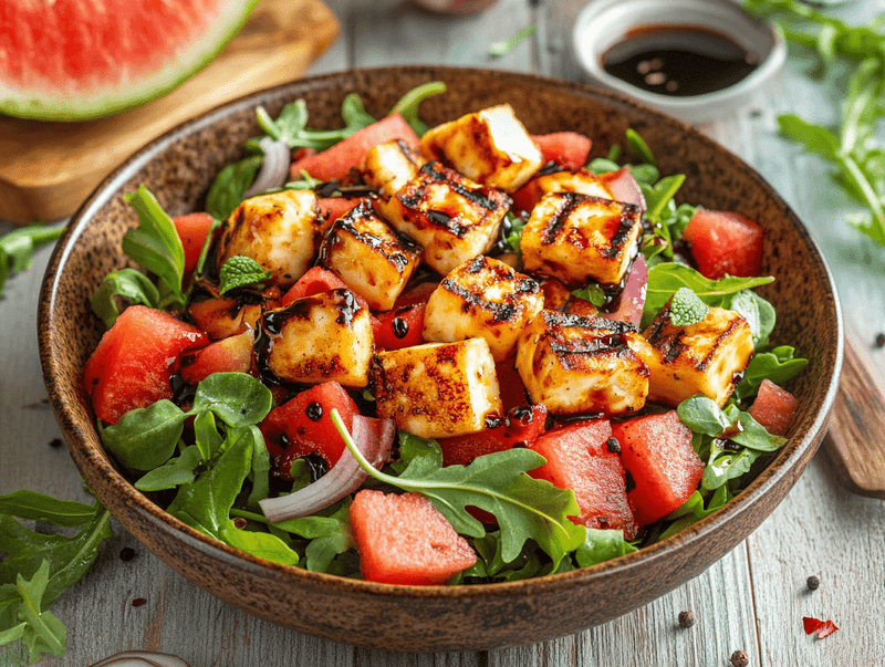 Grilled Halloumi And Watermelon Salad