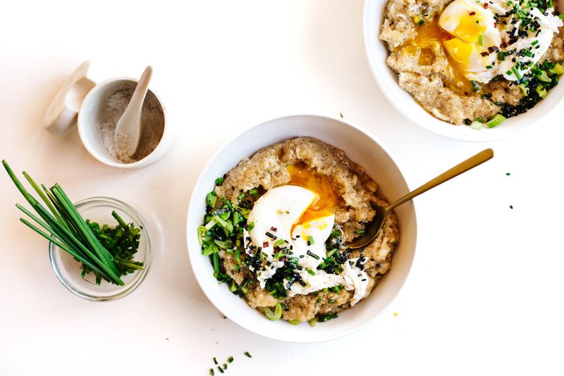 Savory Miso Oats With Sesame Greens