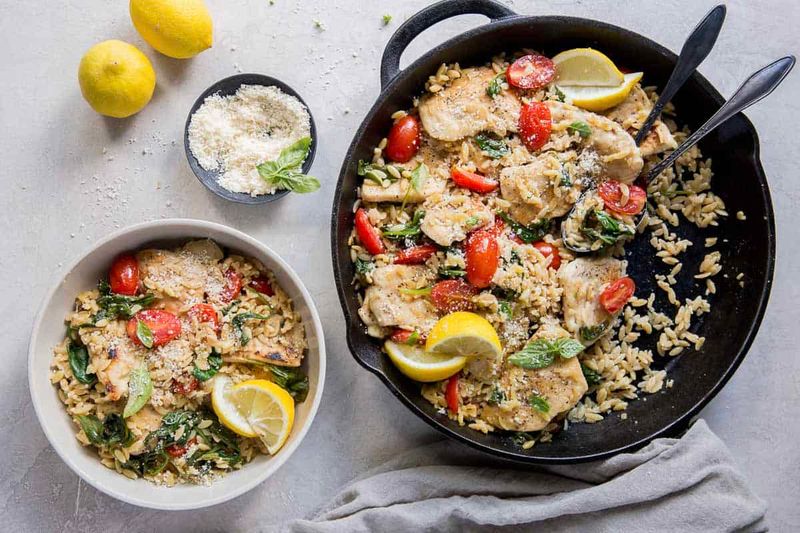 Lemon Garlic Chicken And Orzo