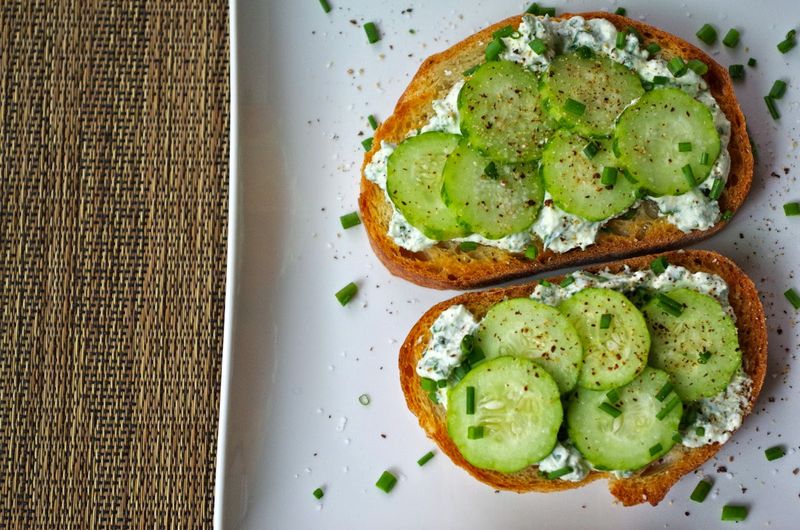 Cucumber And Cream Cheese Toast