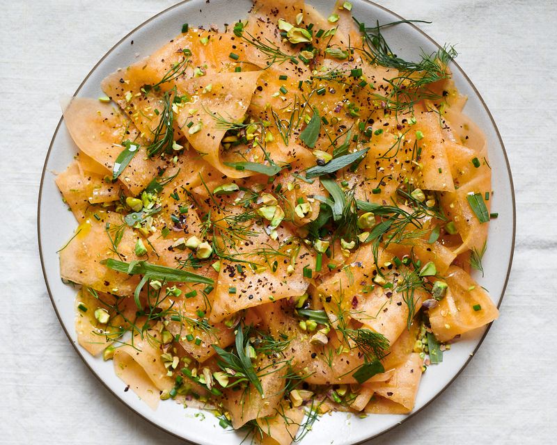 Cantaloupe Salad With Crushed Pistachios