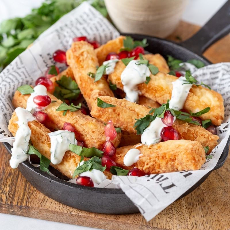 Crispy Halloumi Fries With Garlic Yoghurt Dip
