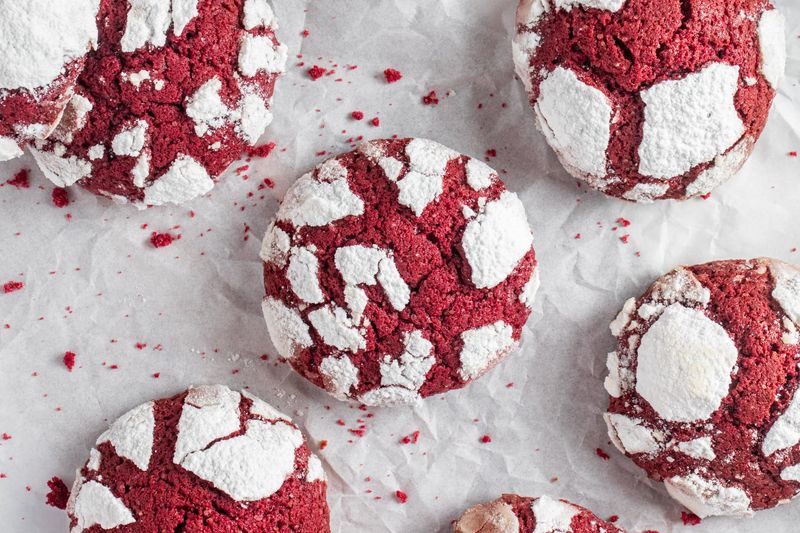 Red Velvet Crinkle Cookies