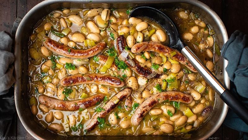 One-Tray Sausage And Butter Beans