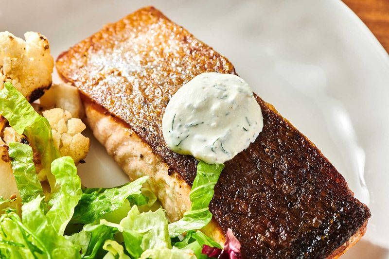 Crispy Skin Salmon With Dill Sauce