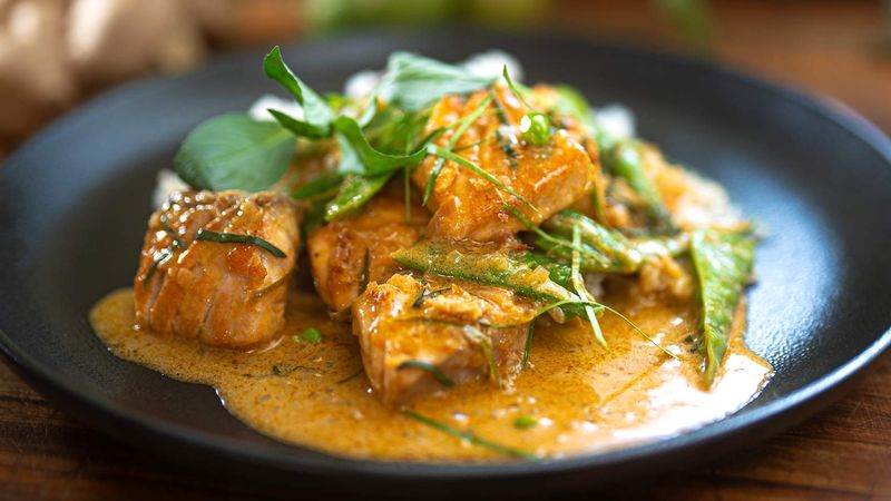 Salmon With Coconut Curry Sauce