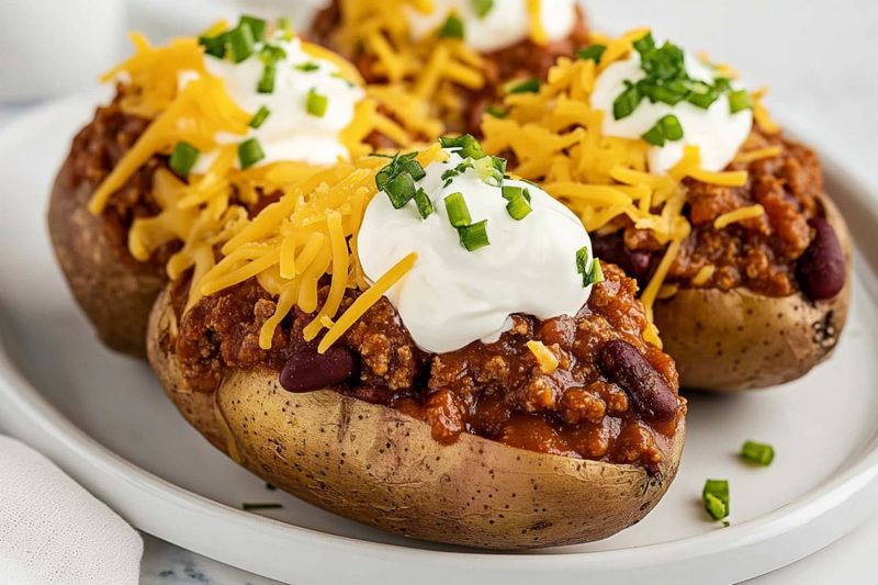 Chilli-Stuffed Jacket Potatoes