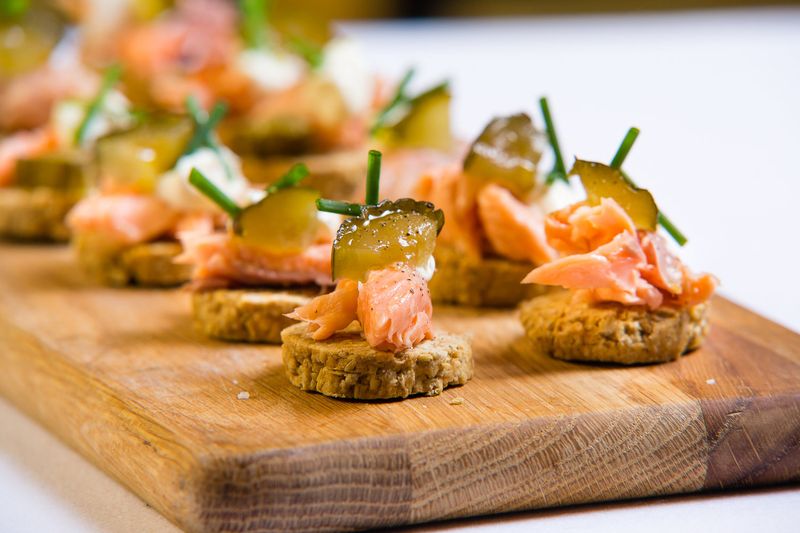 Smoked Salmon And Cucumber On Oatcakes