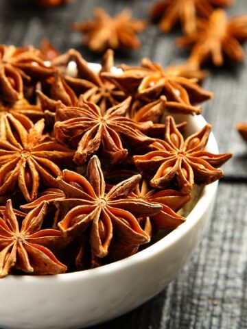 Fresh organic Star anise spice fruits and seeds