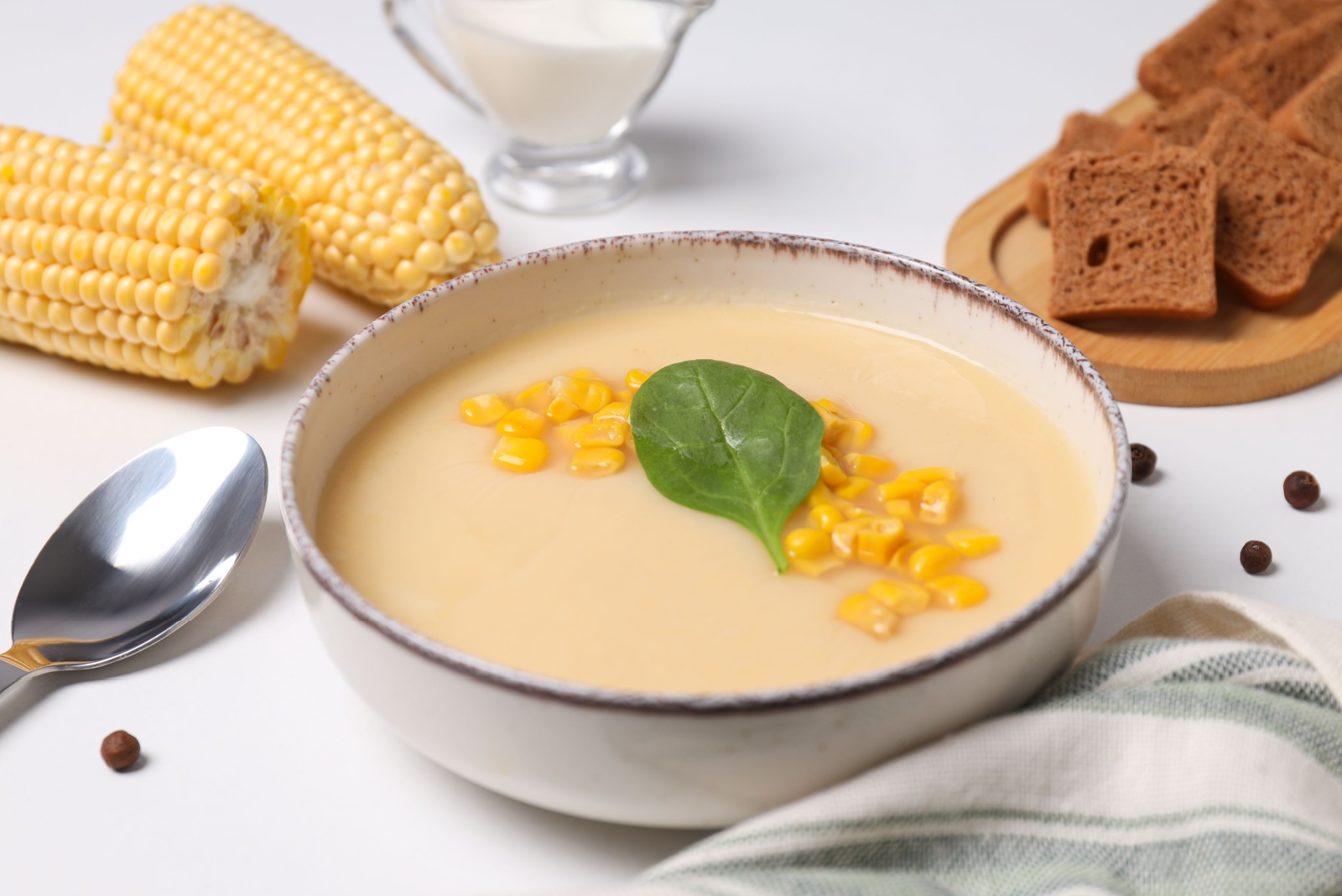 Corn soup, concept of tasty lunch food