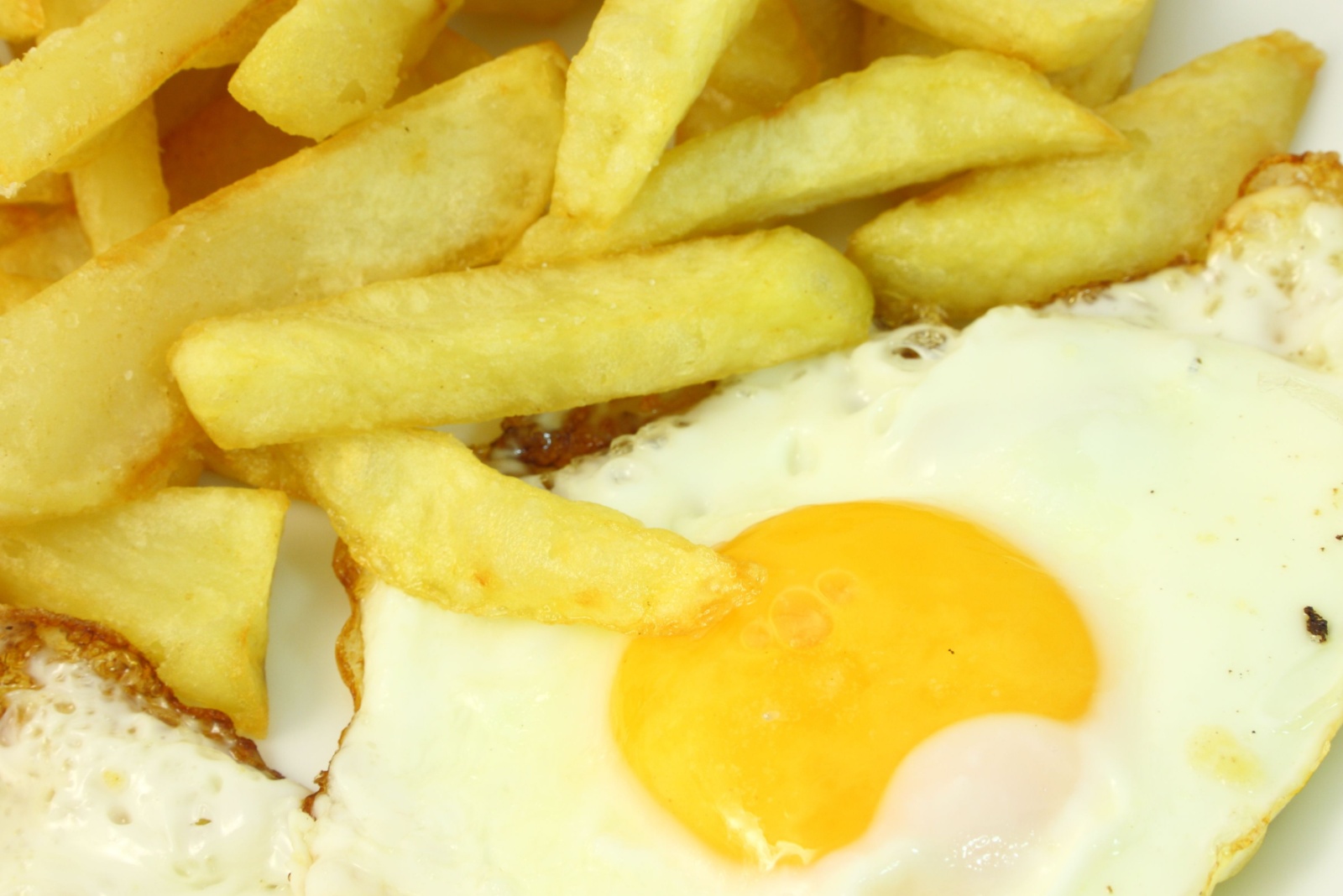 Plate of french fries and eggs