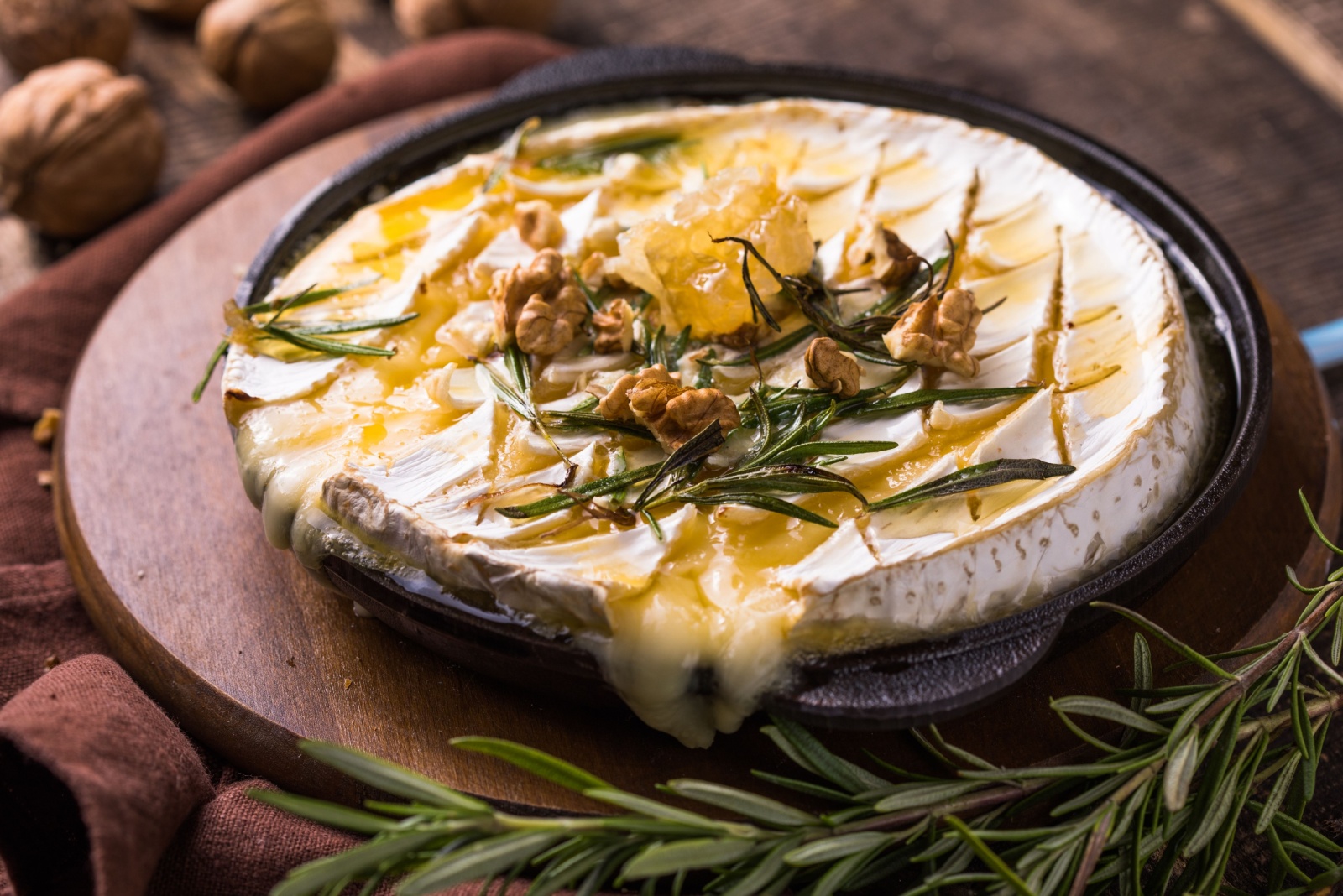roasted Camembert or Brie with rosemary, honey, nuts