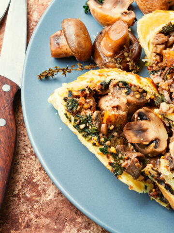 Appetizing mushroom pie or wellington mushroom. English cuisine