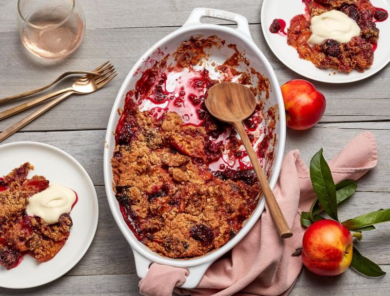 Nectarine And Blackberry Crumble