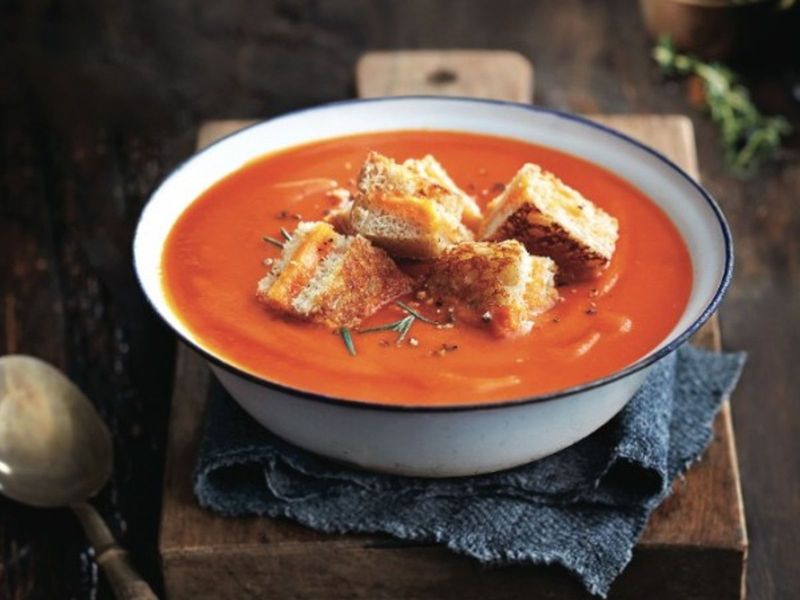 Tomato Soup + Grilled Cheese Croutons