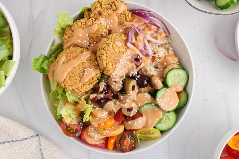 Baked Falafel Bowls With Tahini Drizzle