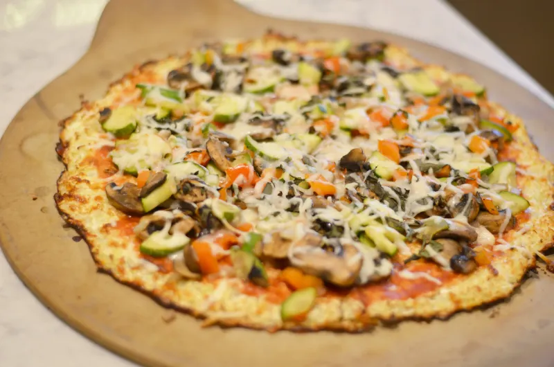 Cauliflower Crust Pizza With Fresh Toppings