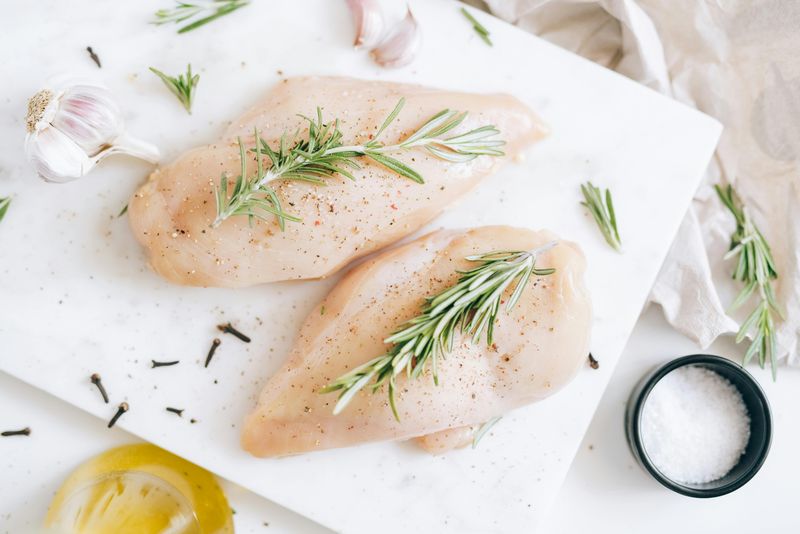 Chicken Meat on White Ceramic Plate