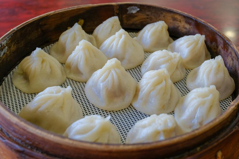 Traditional Dumplings on Steamer