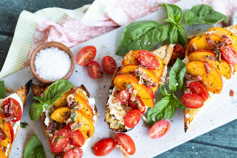 Peach And Tomato Bruschetta
