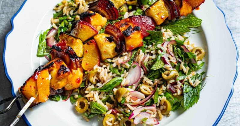 Nectarine And Halloumi Skewers