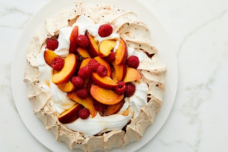 Peach Melba Pavlova