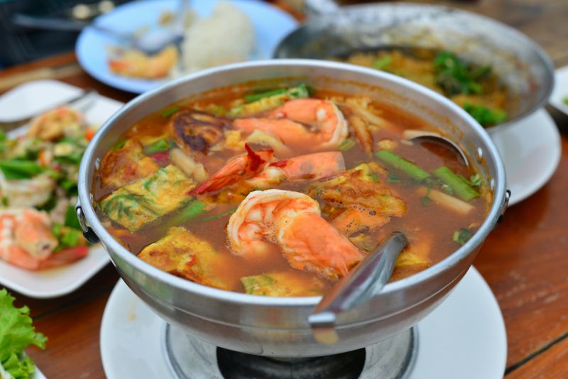 A Mouthwatering Soup on a Stainless Pot