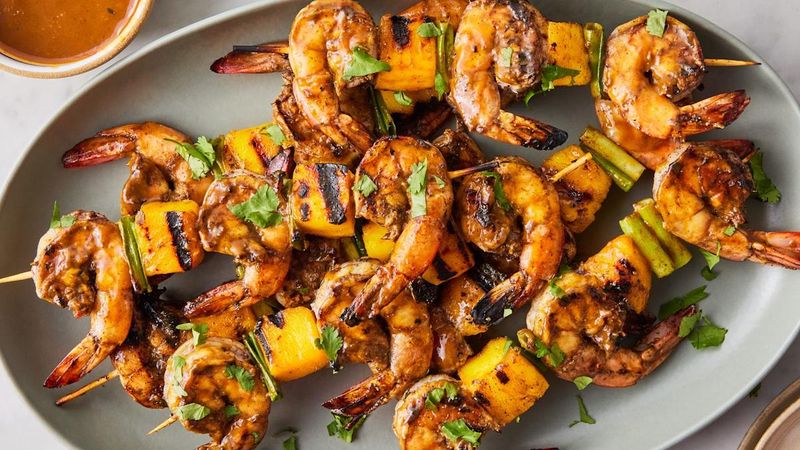 Grilled Prawn And Mango Skewers