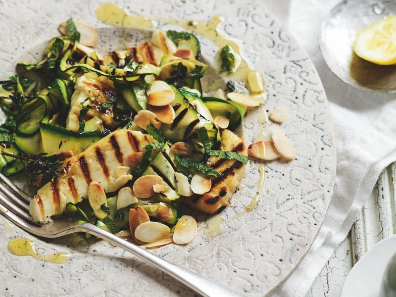 Courgette Ribbon Salad With Halloumi