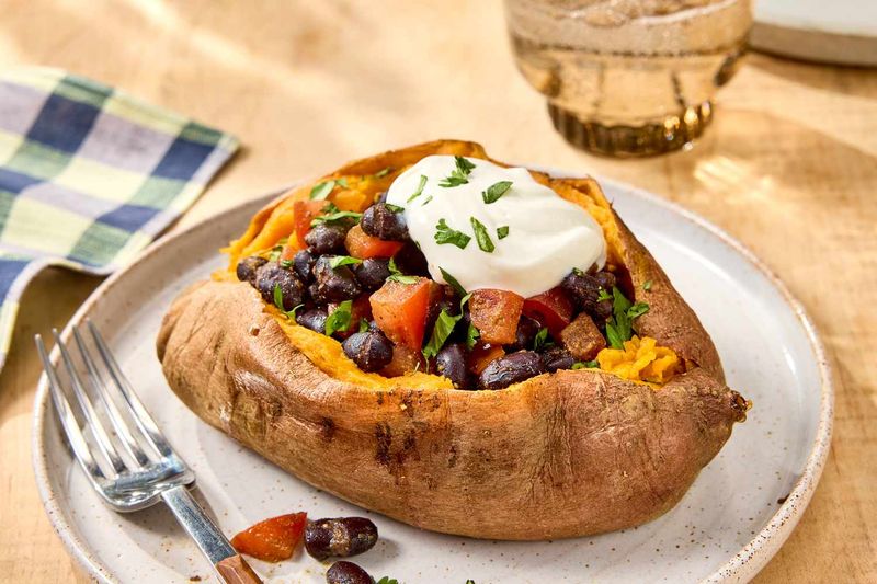 Stuffed Sweet Potatoes With Black Bean Salsa
