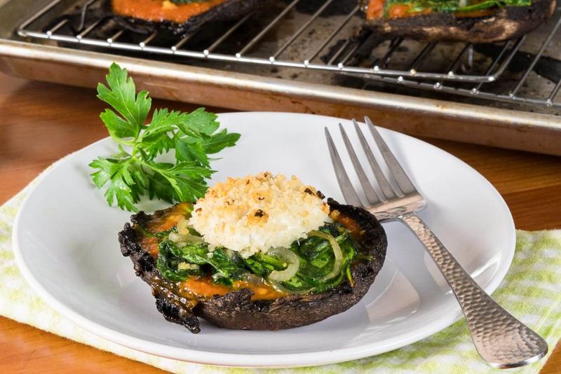 Stuffed Portobello Mushroom Caps With Goat's Cheese