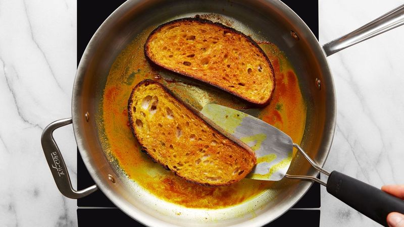 Frying Bread In Drippings For Extra Flavour