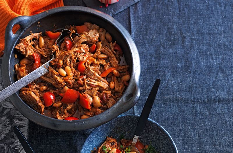 Slow Cooker Pulled Pork And Bean Stew