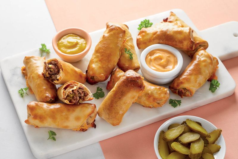Bangers And Mash Spring Rolls With Onion Gravy Dip