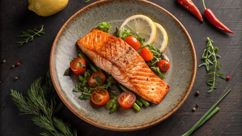 Low-Sodium Grilled Salmon With Steamed Vegetables
