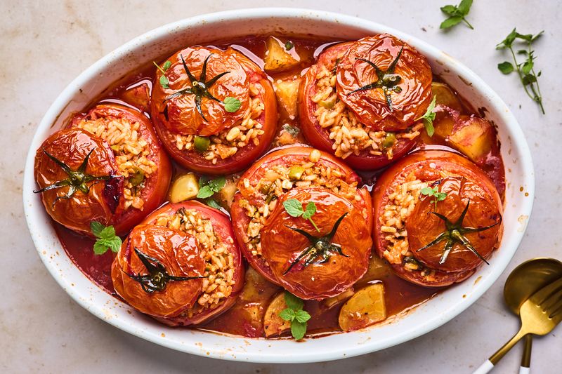 Gemista (Stuffed Peppers And Tomatoes)