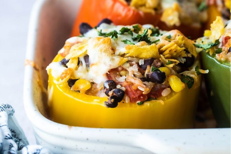 Vegetarian Stuffed Peppers With Brown Rice