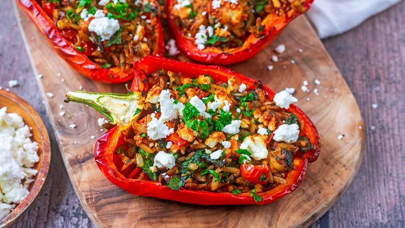 Spinach And Mushroom Stuffed Peppers