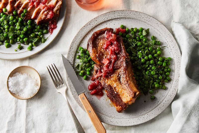 Pork Belly With Rhubarb Chutney
